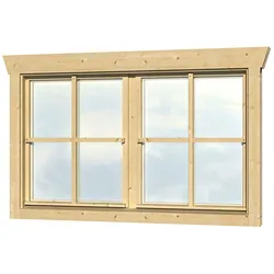 Fenster SKANHOLZ "Doppelfenster", beige (natur), B:57,5cm H:70,5cm, Holz, Glas, Fenster, für 45 mm Gartenhäuser