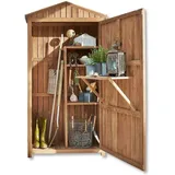 Loberon Gartenschrank Tomte, groß & geräumig, mit faltbarem Innengestell, viel Stauraum, Geräteschrank, Outdoor, Gartenmöbel, Teakholz, Aluminium, antikbraun