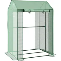 Outsunny Gewächshaus mit PE-Gitterfolie, Aufrollbare Tür winterfest Foliengewächshaus aus Stahl, Treibhaus für Balkon, Garten, Tomatenhaus 100 x 80 x 150, Tomatengewächshaus für Tomaten Blumen, Grün   Aosom