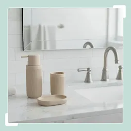 Relaxdays Zahnputzbecher Beige