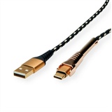 ROLINE USB-Kabel USB 2.0 USB-A Stecker, USB-C® Stecker 1.00m Schwarz, Gold Geschirmt 11.02.8920