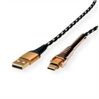 ROLINE USB-Kabel USB 2.0 USB-A Stecker, USB-C® Stecker 1.00m Schwarz, Gold Geschirmt 11.02.8920