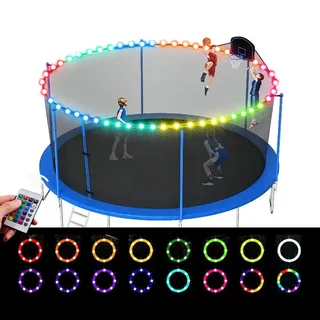 Trampolin Licht 13.5m Ersatzteile, Herbstdeko halloween deko LED für Trampolinrand, 16 Variable Farben, Wasserdichte LED Herbst Lichterkette, Trampolin Zubehör für Trampolin Outdoor 244/305/366/430