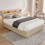 XDOVET Polsterbett 160 x 200 cm Beige