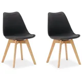 Homestyle4u Esszimmerstuhl Holz/Kunststoff gepolstert schwarz 2er Set
