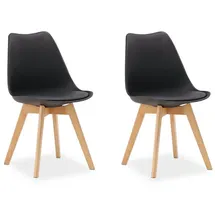 Homestyle4u Esszimmerstuhl Holz/Kunststoff gepolstert schwarz 2er Set