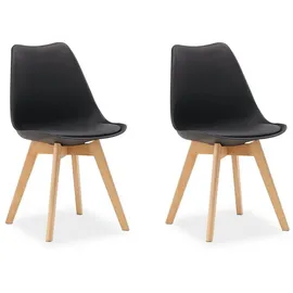 Homestyle4u Esszimmerstuhl Holz/Kunststoff gepolstert schwarz 2er Set