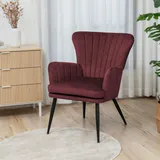 Svita SANSA Sessel Wohnzimmer Cordbezug Lesesessel modern Polsterstuhl mit Armlehne Loungesessel Bordeaux