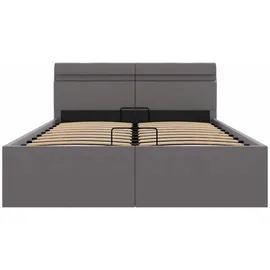 vidaXL Stauraumbett Hydraulisch Led Grau Kunstleder 120×200 cm