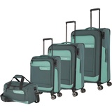 Travelite VIIA Kofferset 4 Rollen, Größen S-M-L + Reisetasche,nachhaltig, Reisegepäck Set aus recyceltem Material, TSA Schloss, Koffer Größen L + M erweiterbar