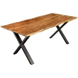Riess-Ambiente Esstisch MAMMUT NATURE 180cm Akazie Baumkante X-Gestell schwarz 2,5cm Tischplatte