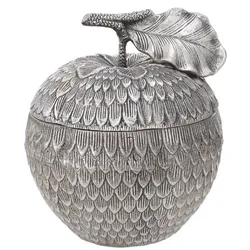 Casa Padrino Luxus Aufbewahrungsbox mit Deckel in Apfelform Antik Silber Ø 18 x H. 20 cm - Deko Accessoires