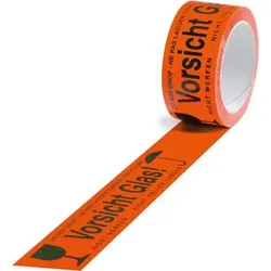Warnklebeband "Vorsicht Glas" orange