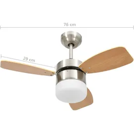 vidaXL Deckenventilator mit Licht und Fernbedienung 76 cm Hellbraun