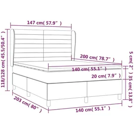 vidaXL Boxspringbett mit Matratze Hellgrau 140x200 cm Stoff1396664