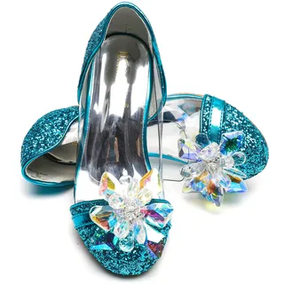 ELSA & ANNA Prinzessin Schuhe Mädchen – Prinzessin Schuhe mit 3 cm hohem Absatz – Glitzer Schuhe Mädchen – Schuhe für ELSA Kleid für Partys, Fasching, Karneval – (BLU14-SH) - 31 EU