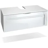 Vladon Waschbeckenunterschrank, Weiß Hochglanz, Holzwerkstoff, 96x36x51 cm, Badezimmer, Badezimmerschränke, Waschbeckenunterschränke