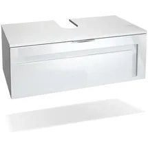 Vladon Waschbeckenunterschrank, Weiß Hochglanz, Holzwerkstoff, 96x36x51 cm, Badezimmer, Badezimmerschränke, Waschbeckenunterschränke