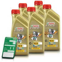 5x 1 L LITER CASTROL EDGE FLUID TITANIUM 5W-30 C3 Motoröl inkl. Castrol Ölwechselanhänger