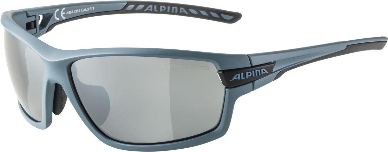 ALPINA TRI-SCRAY 2.0 - Indiv. Anpassbare, Bruchsichere Wechselscheiben Sport- & Fahrradbrille Mit 100% UV-Schutz Für Erwachsene, dirtblue-matt, One Size