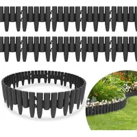 30 Stück Rasenkante Holzoptik Beeteinfassung Mähkante Beetumrandung Kunststoff für Garten, Wiese 8,4m Anthrazit - Hengda