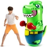 JOYIN Aufblasbarer Boxsack für Kinder und Erwachsene,T-Rex Dinosaurier Bopper 47 Zoll, Freistehendes Boxspielzeug Fitness,Standboxsäcke,Kinderboxsack mit Bounce-Back-Aktion