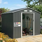 BRAST Gerätehaus Geräteschuppen Metall | TÜV geprüft | viele Größen | 163x89x180-278x323x192cm | Pultdach Satteldach | Gartenhaus mit Schiebetür | Anthrazit | wetterfest wasserdicht | 235x172x192cm