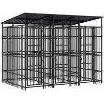 vidaXL Outdoor-Hundezwinger mit Dach 5,53 m2 Stahl Schwarz