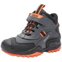 Geox J New Savage Boy B A Sneaker, DK Grey/ORANGE