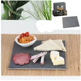Annastore Servierplatte 6 x Schieferplatten Servierplatte Schiefer Schieferteller grau