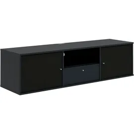 Hammel Furniture TV-Board HAMMEL FURNITURE "Mistral Fernsehschrank, Medienmöbel, Hängend", schwarz (schwarz gebeizt), B:161,5cm H:42cm T:45cm, Sideboards, mit Türen mit Akustikstoff, Kabeldurchführung, Lowboard, B: 161,5 cm