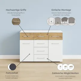 Rauch Kombikommode 120 x 81 x 42 cm Grau / Eiche