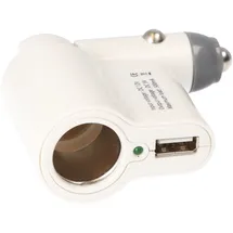 AccuCell KFZ-Ladegerät mit Buchse und USB Weiß