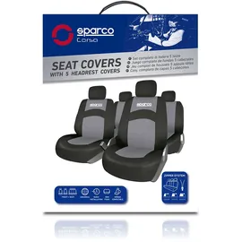 Sparco SPCS402GR Sitzschonbezug vorne und hinten, Polyester, schwarz/grau