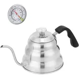 YiiMO Wasserkocher Schwanenhals max 1000 ml mit Thermometer, Wasserkessel mit Langer Auslauf für Induktion Ceran und Elektroherd, Kaffeekanne Edelstahl Pour Over Handtropfkessel für Kaffee und Tee