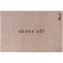 Mad About Mats Fußmatte »Anouk«, Türvorleger, Fußabtreter mit Spruch, lustig, »Shoes Off«, Schuhe aus, Outdoor rutschfest waschbar, Haustür Eingangsbereich, Beige, 50 x 75 cm, 0,9 cm hoch