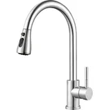 Küchenarmatur Mit Ausziehbarer Brause (2+1 Strahlarten), 360°-schwenkarm, Hochdruck-warm- Und Kaltwasser-mischbatterie Aus Edelstahl, Modernes Design, Einfache Installation, Langlebig