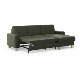 Home Affaire Ecksofa HOME AFFAIRE "Summer L-Form", grün (olive), B:249cm H:91cm T:164cm, 95% Polyester, 5% Polyamid, Sofas, Ecksofa, mit Recamiere, mit oder ohne Bettfunktion und Bettkasten, Cord-Bezug
