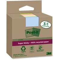 Post-it Super Sticky 654 RSSCOL 3+1F 76x76mm 70 Blatt sortiert 4 Stück