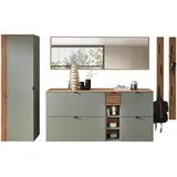 VOLEO Garderobe, Salbeigrün, Eiche Artisan, Holzwerkstoff, 7-teilig, 261x179x37 cm, Garderobe, Garderoben-Sets & B/H/T ca. 305,00x179,00x37,00