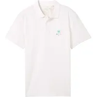 Tom Tailor Poloshirt 1041837 mit Stickerei und Ottoman-Struktur weiß