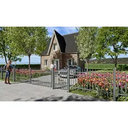 Metall Zaunelemente Bordeaux 200 x 120 cm – Metallzaun aus feuerverzinktem Stahl, anthrazit – modern, minimalistischer Metallzaun - Schmiedeeisenzaun