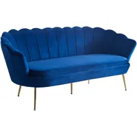 SalesFever Muschel-Sofa 3-Sitzer - Samt dunkelblau | 371855