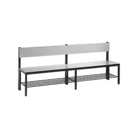 C+P Sitzbank mit Rückenlehne, Basic Plus, H796xB1960xT407mm, Gestell Schwarzgrau / Dekor Silbergrau (8062-310)