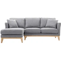Ecksofa links OSLO im skandinavischen Stil aus hellgrauem, abziehbarem Stoff