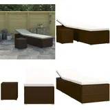 Vidaxl - Sonnenliege Mit Auflage Und Teetisch Poly Rattan Braun - Sonnenliege - Gartenmöbel - Outdoor Möbel - Rattan Möbel - Poolliege - Home & Living