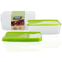MiraHome Gefrierdosen 4x3L rechteckig grün – Vorratsdosen mit Deckel luftdicht – Transparente Frischhaltedosen mit Deckel – Aufbewahrungsbox Küche für Mealprep & Organisation – Austrian Quality