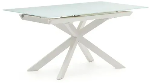 Kave Home Esstisch mit Auszug Atminda 160/210 x 90 cm Glas Weiß 160