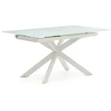 Kave Home Esstisch mit Auszug Atminda 160/210 x 90 cm Glas Weiß 160