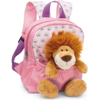 NICI Rucksack mit Plüschtier Löwe rosa